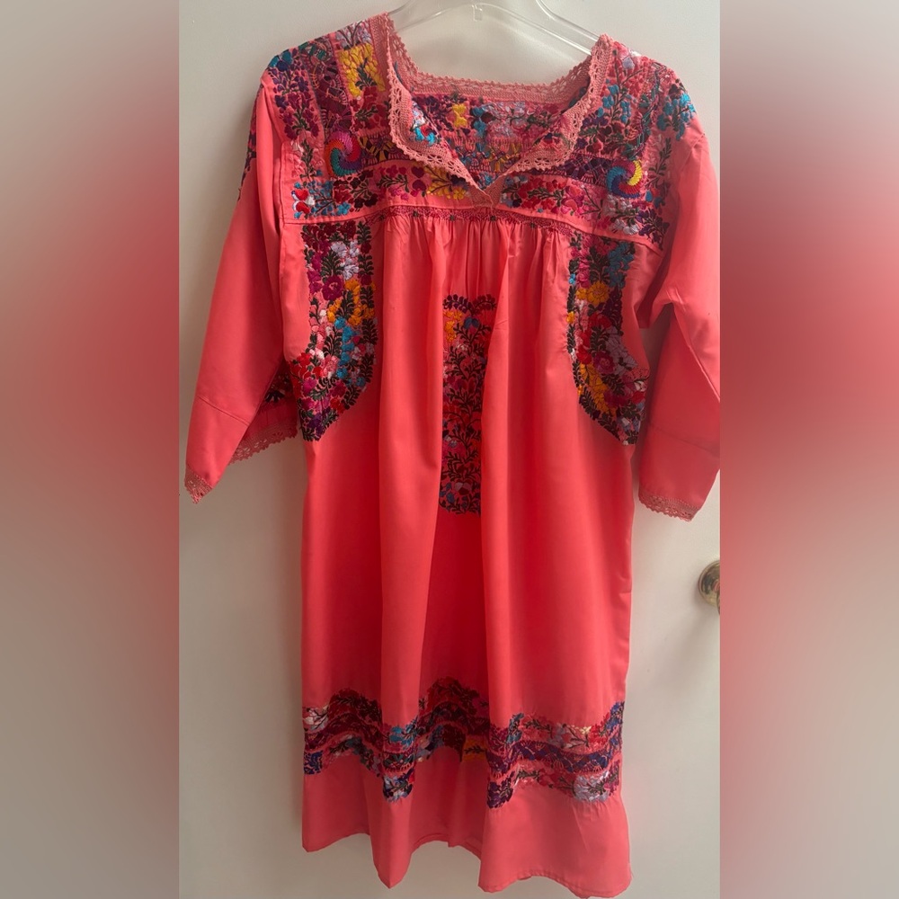 Vibrant Pink Embroidered Kids Dress